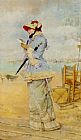 Sea Canvas Paintings - Lady by the Sea